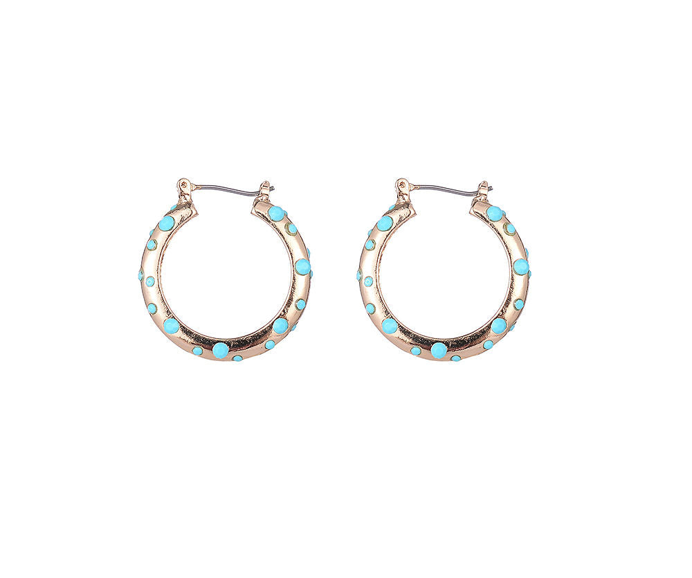 Gold Hoop Earrings With Turquoise