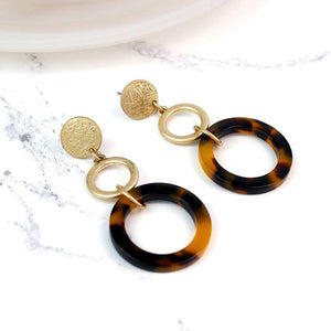 Gold And Resin Drop Earrings