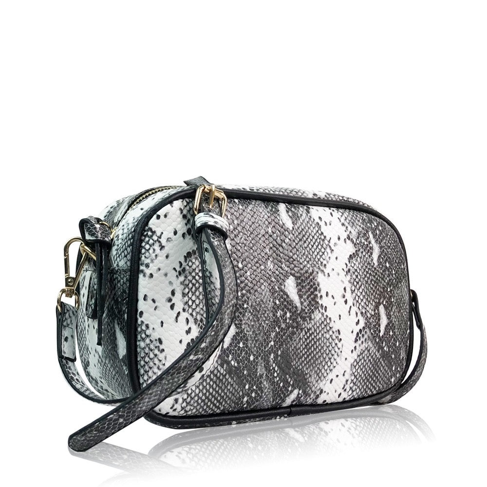 Snakeskin Crossbody Bag Black/White