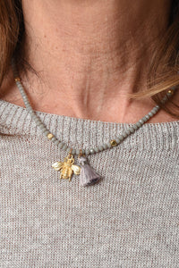 Grey Gold Bumblebee Necklace