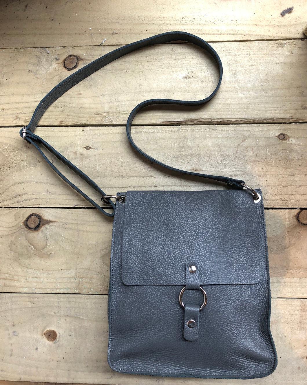 Italian Leather Bag Grey