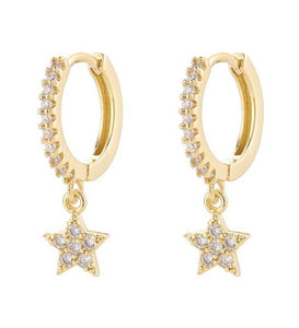 Star Drop Huggie Earrings In Gold