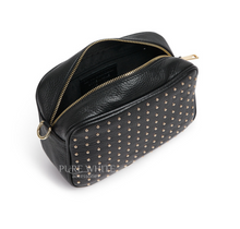 Load image into Gallery viewer, Black Leather Crossbody Bag With Gold Studs
