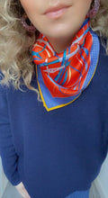 Load and play video in Gallery viewer, Orange Red And Blue Silk Scarf
