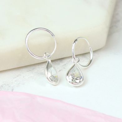 Sterling Silver Crystal Drop Earrings