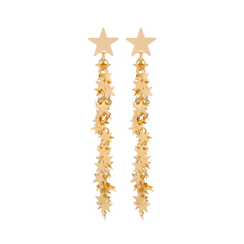 Gold Star Drop Earrings