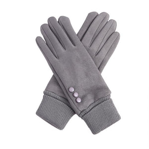 Winter Gloves With Buttons Mustard