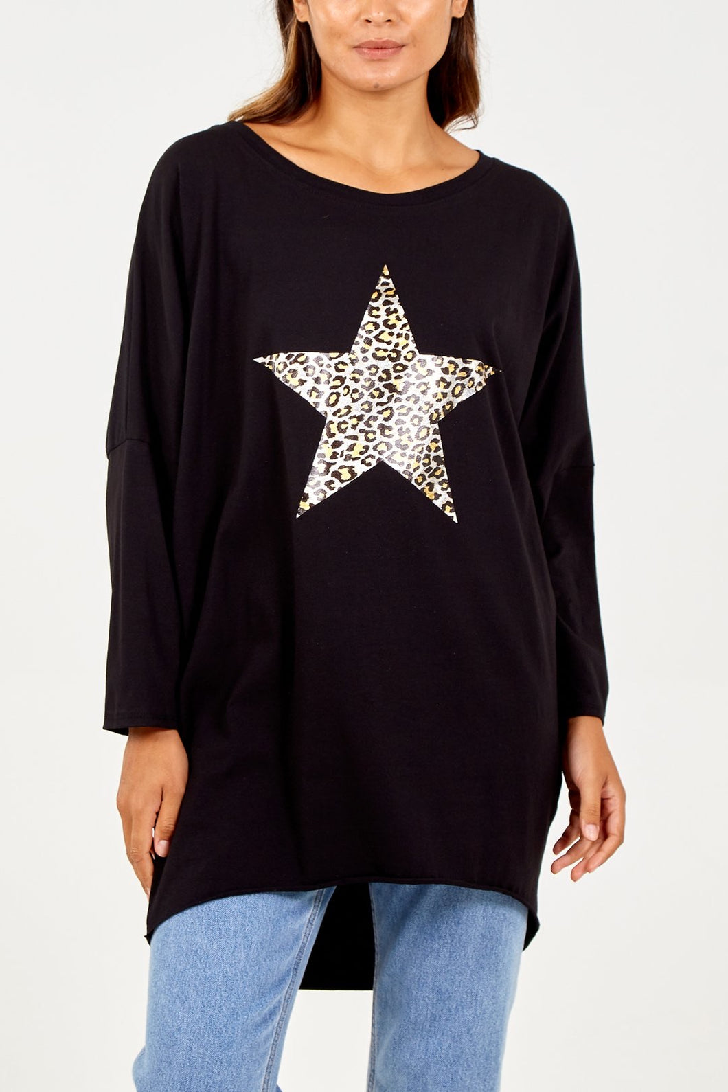 Leopard Star Oversized Top