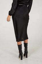 Load image into Gallery viewer, Satin Jacquard Midi Slip Skirt Black
