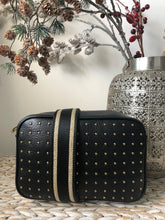 Load image into Gallery viewer, Black Leather Crossbody Bag With Gold Studs
