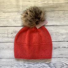 Load image into Gallery viewer, Angora Blend Coral Bobble Hat With Crystals

