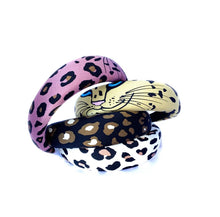 Load image into Gallery viewer, Raised Leopard Print Headbands (lilac, mustard, black, white)
