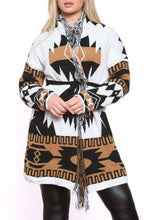 Load image into Gallery viewer, Aztec Tie Belt Cardigan Camel
