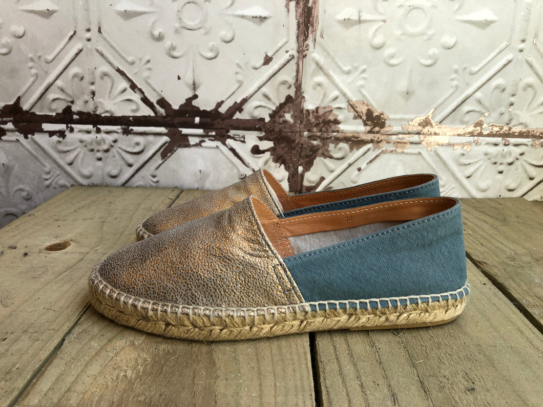 Blue And Gold Espadrilles