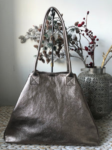 Bronze Italian Leather Shopper Tote