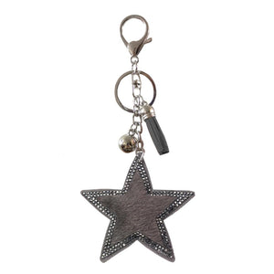 Faux Fur Star Leopard Key Ring