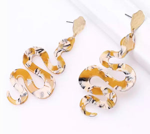 Snake Acrylic Earrings (neutral, green, brown)