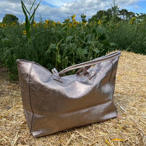 Bronze Italian Leather Shopper Tote