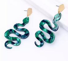 Load image into Gallery viewer, Snake Acrylic Earrings (neutral, green, brown)
