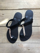 Load image into Gallery viewer, Black And Gold Leather Sandals
