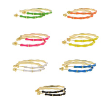 Load image into Gallery viewer, Enamel Bamboo Hoop Earrings (various colours)
