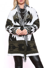 Load image into Gallery viewer, Aztec Tie Belt Cardigan Khaki
