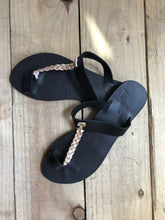 Load image into Gallery viewer, Black And Gold Leather Sandals
