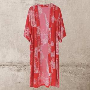 Savannah Print Red Kimono Short