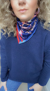 Navy Blue Silk Scarf