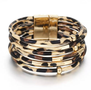 Leopard Multi Layer Bracelet With Magnetic Clasp