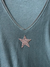 Load image into Gallery viewer, Cosy Glitter Star Tops (teal, navy)
