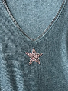 Cosy Glitter Star Tops (teal, navy)