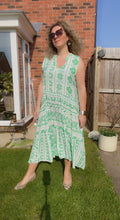 Load image into Gallery viewer, Porcelain Print High Low Dress Green
