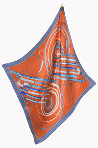 Orange Red And Blue Silk Scarf