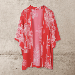Savannah Print Red Kimono Short