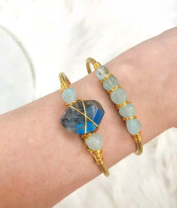 Labradorite Gold Plate Bangles