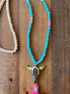 Long Beaded Tassel Necklace