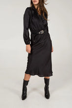 Load image into Gallery viewer, Satin Jacquard Midi Slip Skirt Black
