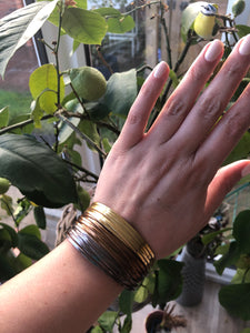 Bronze And Gold Metallic Leather Cuff