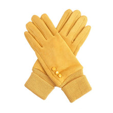 Load image into Gallery viewer, Winter Gloves With Buttons Mustard
