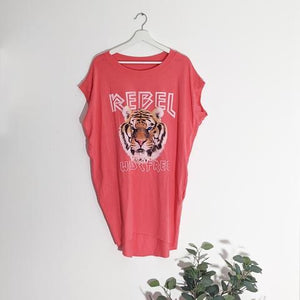 Rebel Tiger Free Size Longline Top