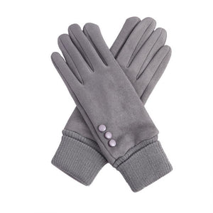 Winter Gloves With Buttons Pink