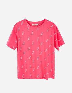 Lightning Bolt Print T-Shirt Raspberry