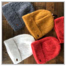 Load image into Gallery viewer, Angora Blend Beanie Hat Mustard
