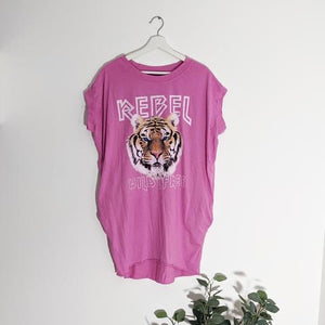 Rebel Tiger Free Size Longline Top