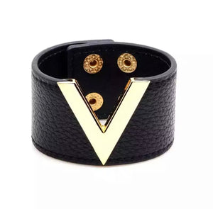 Statement V Leather Cuff