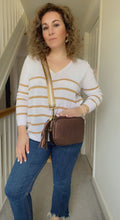 Load image into Gallery viewer, Cotton Knit Striped Jumpers (teal, blush, camel)
