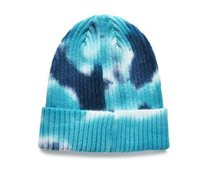 Blue Tie-Dye Beanie Hat