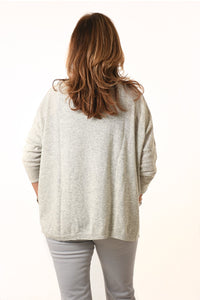 Light Grey Plain Cashmere And Wool Blend Cardigan