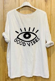 Good Vibes Slogan Long Sleeve Cotton T-Shirts